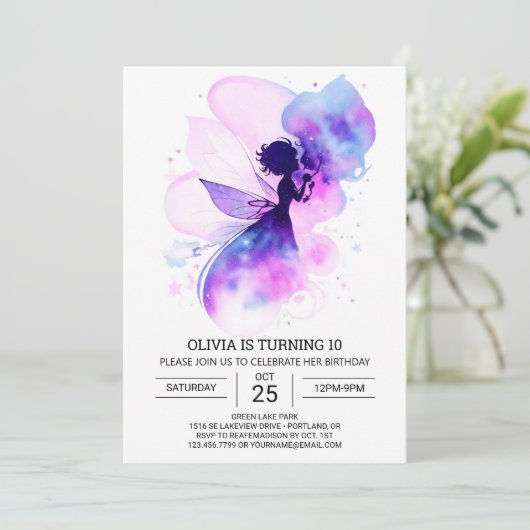 Invitation Fée Boho moderne Anniversaire (Debout devant)