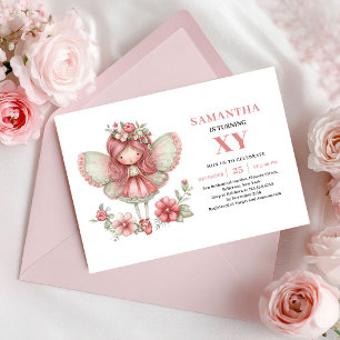 Invitation Fée Capricieuse 6ème Anniversaire Fleurs Roses