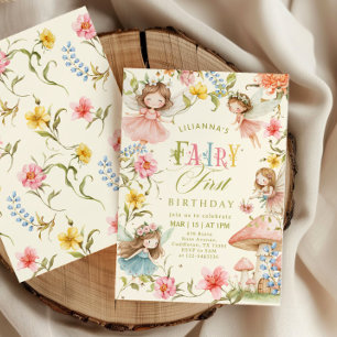 Invitation Fée Colorée Premier Anniversaire Jardin Enchanté