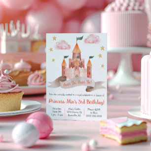 Invitation Fée conte, Château, Fête d'anniversaire sur le thè