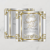 Invitation Fée Conte de Fées 16 ans Anniversaire Or Argent 2 (Devant / Derrière)