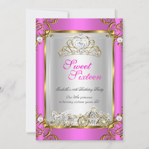 Invitation Fée Conte de Fées 16 ans Anniversaire Rose Chaud O