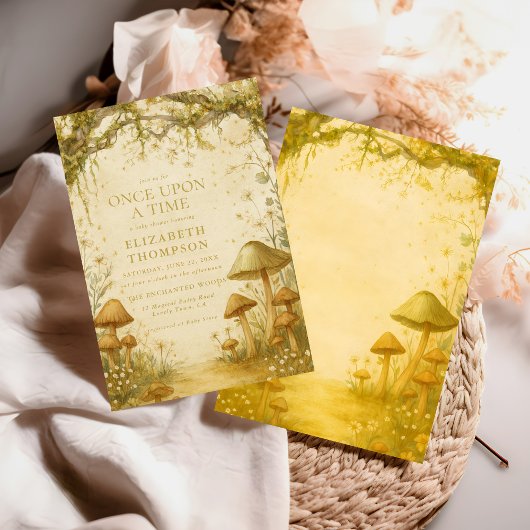 Invitation fée conte de fées forêt champignon bébé shower fil