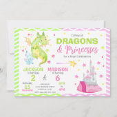 Invitation Fée Conte Dragon Princesse Anniversaire Commun (Devant)