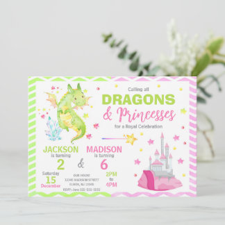 Invitation Fée Conte Dragon Princesse Anniversaire Commun