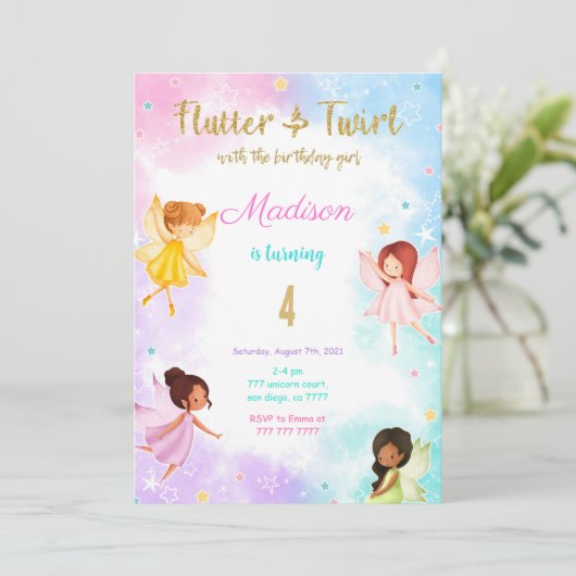 Invitation Fée d'anniversaire 4 (Debout devant)