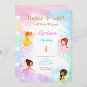 Invitation Fée d'anniversaire 4 (Devant / Derrière)