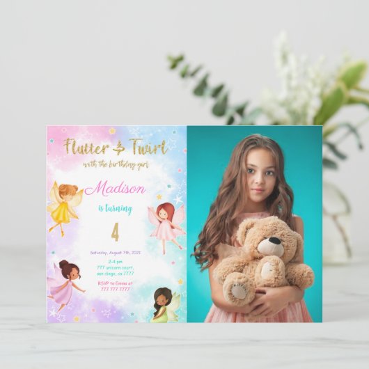 Invitation Fée d'anniversaire 4e photo (Debout devant)