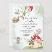 Invitation fée d'anniversaire de champignon aquarelle de la f (Devant)