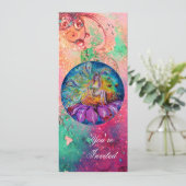 Invitation FÉE DANS LA NUIT, étincelles roses vertes bleues r (Debout devant)