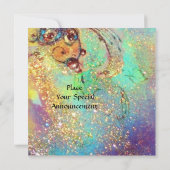 Invitation FÉE DANS LA NUIT, rose jaune bleu rouge scintille (Dos)