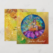 Invitation FÉE DANS LA NUIT rose vert bleu jaune scintille (Devant / Derrière)