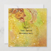 Invitation FÉE DANS LA NUIT rose vert bleu jaune scintille (Dos)