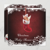 Invitation Fée de bébé dans Noël stockant le baby shower (Devant / Derrière)