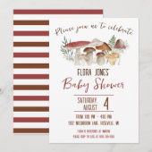 Invitation Fée de bois, Baby shower à thème de champignons (Devant / Derrière)