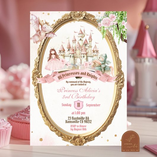 Invitation Fée de conte de fées et anniversaire de chevaliers