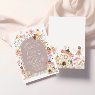 Invitation Fée de Fleur sauvage de Blush Muet Anniversaire