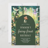 Invitation Fée de forêt enchantée Première fête d'anniversair (Devant)