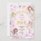 Invitation Fée de jardin enchantée, fille 4 anniversaire invi (Devant)