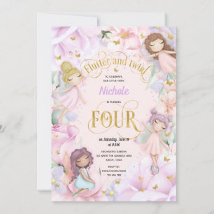 Invitation Fée de jardin enchantée, fille 4 anniversaire invi