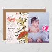 Invitation Fée de la forêt de champignons photo 1er anniversa (Devant / Derrière)