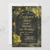 Invitation Fée de la forêt enchantée d'or pour fille d'annive (Devant)