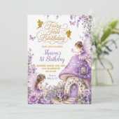 Invitation Fée de la Forêt Enchantée Violette Premier Anniver (Debout devant)