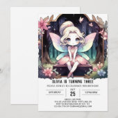 Invitation Fée de la nature Boho Anniversaire (Devant / Derrière)