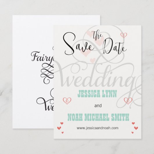 Invitation Fée de menthe et de corailConte de mariage Enregis (Devant / Derrière)