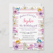 Invitation Fée de premier anniversaire princesse rose et or (Devant)