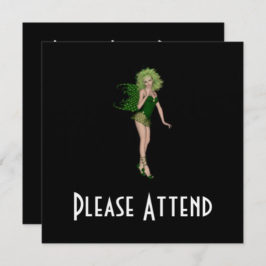 Invitation fée de vert de jour de 3D St Patrick (Devant / Derrière)