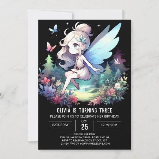 Invitation Fée de Whimsy magique Anniversaire (Devant)