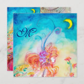 Invitation FÉE DES FLEURS ALTHÉA Monogramme Rose Bleu Paillet (Devant / Derrière)