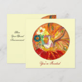 Invitation FÉE DES FLEURS argent métallisé, rouge jaune (Devant / Derrière)