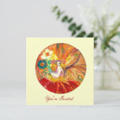 Invitation FÉE DES FLEURS argent métallisé, rouge jaune (Debout devant)