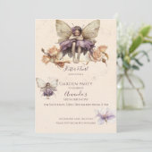 Invitation Fée des fleurs Papillon et Tournure Fille d'annive (Debout devant)