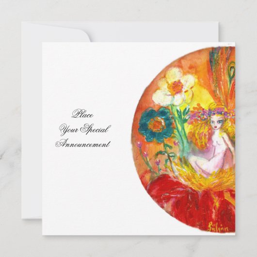 Invitation FÉE DES FLEURS rouge bleu jaune blanc (Dos)