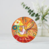 Invitation FÉE DES FLEURS rouge jaune or étincelles (Debout devant)