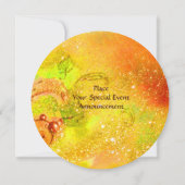 Invitation FÉE DES FLEURS rouge jaune or étincelles (Dos)