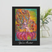 Invitation FÉE DES FLEURS SUR L'IRIS ROSE Fantaisie Noir Jaun (Debout devant)