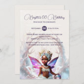 Invitation Fée des neiges rose enchantée fille de melanin de (Devant / Derrière)