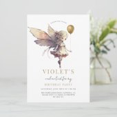 Invitation Fée d'or de la fille fête d'anniversaire (Debout devant)