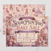 Invitation Fée Dragée Vente de Pâtisseries de Noël Magique (Devant / Derrière)