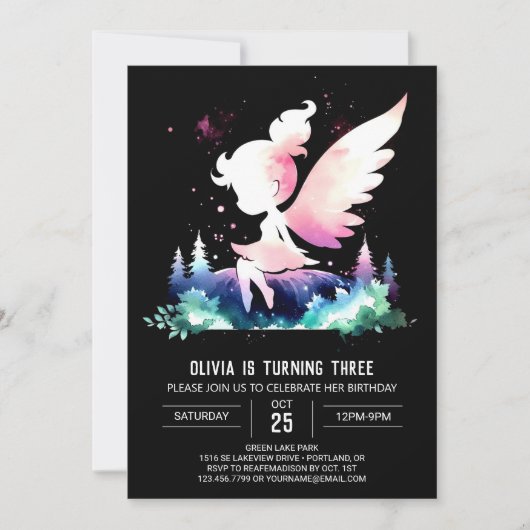 Invitation Fée Dreamy moderne Anniversaire (Devant)