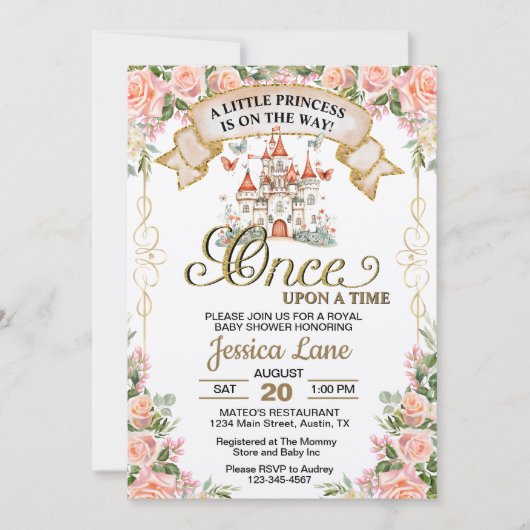 Invitation Fée du Château de Conte de Fées Petite Princesse B (Devant)
