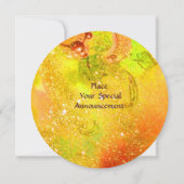 Invitation FÉE DU TOURNESOL jaune orange rose scintillant (Dos)