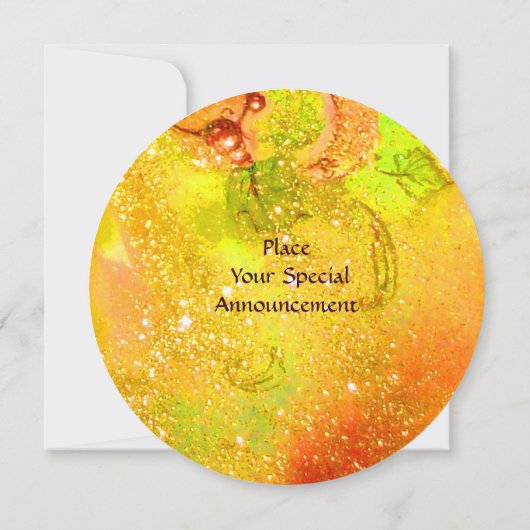 Invitation FÉE DU TOURNESOL jaune orange rose scintillant (Dos)