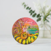 Invitation FÉE DU TOURNESOL jaune rose fuchsia scintillant (Debout devant)