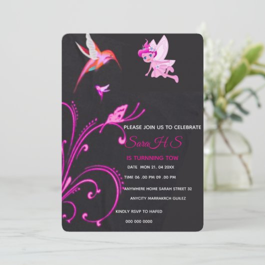 Invitation Fée Editable Anniversaire Invitation, Fée Annivers (Debout devant)