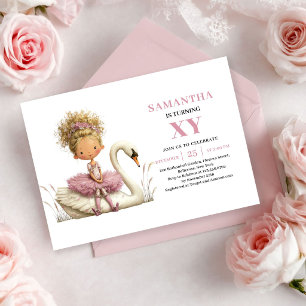 Invitation Fée Enchantée 1er Anniversaire Rose Pâle